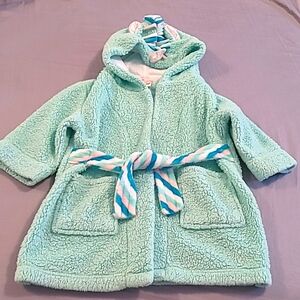 2T/3T Bath Robe + 3T Christmas fleece pj bottoms